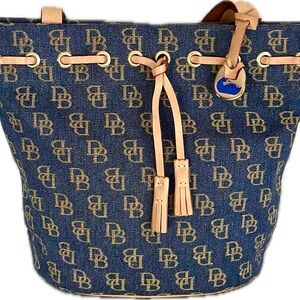 Dooney & Bourke Denim/Vachetta Monogram Bucket Bag l Pristine